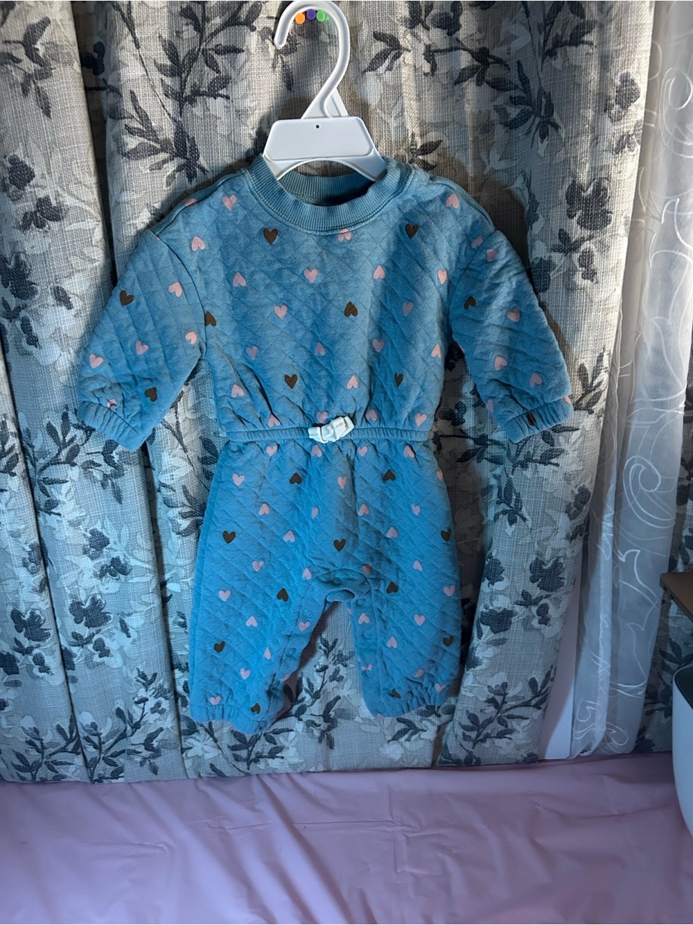 Carter's Blue Quilted Heart-Print One-Piece
